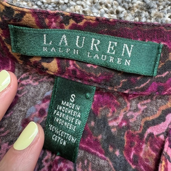 Lauren Ralph Lauren Paisley purple pink maroon Blouse - Picture 2 of 5